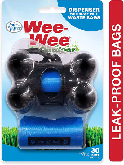 Four Paws Wee-Wee Outdoor Dog Waste Bag Dispenser with Heavy Duty Waste Bags Includes 30 Bags 8" x 15"