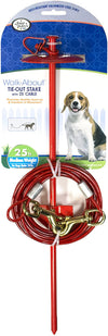 Four Paws Roam About Dog Tie Out Stake with Cable Red 25 Feet