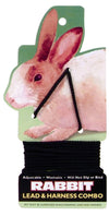 Coastal Adjustable Rabbit Harness and Leash Combo Black 3-8 in