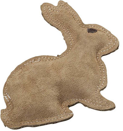 Dura-Fused Leather and Jute Dog Toy Rabbit Brown Small