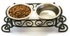 Spot Mediterranean Double Diner Dog Bowl Scroll Work Silver 1 Pint
