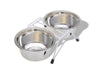 Van Ness Plastics Stainless Steel Double Bowl in Wire Rack Silver 32 oz