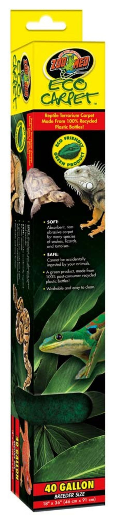 Zoo Med Eco Carpet Reptile Terrarium Carpet Green 40 Gallon; Breeder Size; 15 Inches X 36 Inches