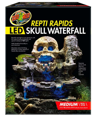 Zoo Med Repti Rapids LED Skull Waterfall Brown; Black Medium