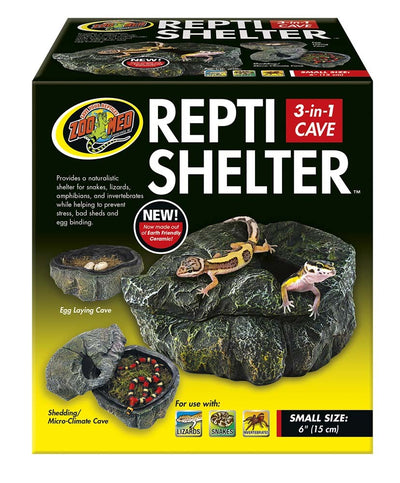 Zoo Med Repti Shelter 3-in-1 Cave Terrarium Hideaway Black 6 in Small