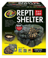 Zoo Med Repti Shelter 3-in-1 Cave Terrarium Hideaway Black 12 in Large