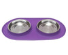 Messy Mutts Cat Double Feeder Silicone Purple