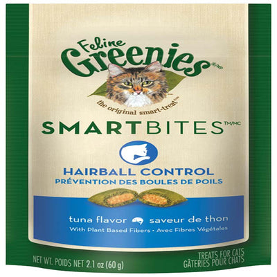 Greenies FELINE SMARTBITES Hairball Control Tuna Flavor Cat Treat 2.1 oz