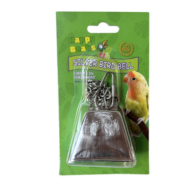 A & E Cages Happy Beaks Silver Bird Bell on Chain Bird Toy 1ea/LG