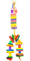 A and E Cages Happy Beaks Wooden Spoon w-Bagels; Blocks and Beads Bird Toy 5in x 2in x 15in