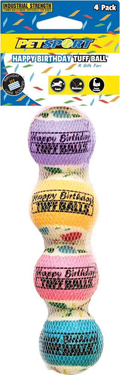 Petsport USA Happy Birthday Ball Jr. Dog Toy Assorted 4 Pack 1.8 in