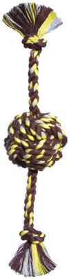 Mammoth Pet Products Monkey Fist Ball Dog toy w-Rope Ends Brown; Yellow Large 18 in