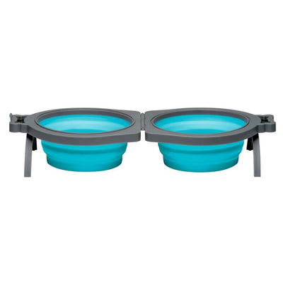 Loving Pets Travel Double Diner Dog Bowl Blue Small